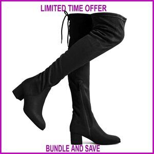 Women's Over The Knee Thigh High Boots Chunky Heel Stretch Fall